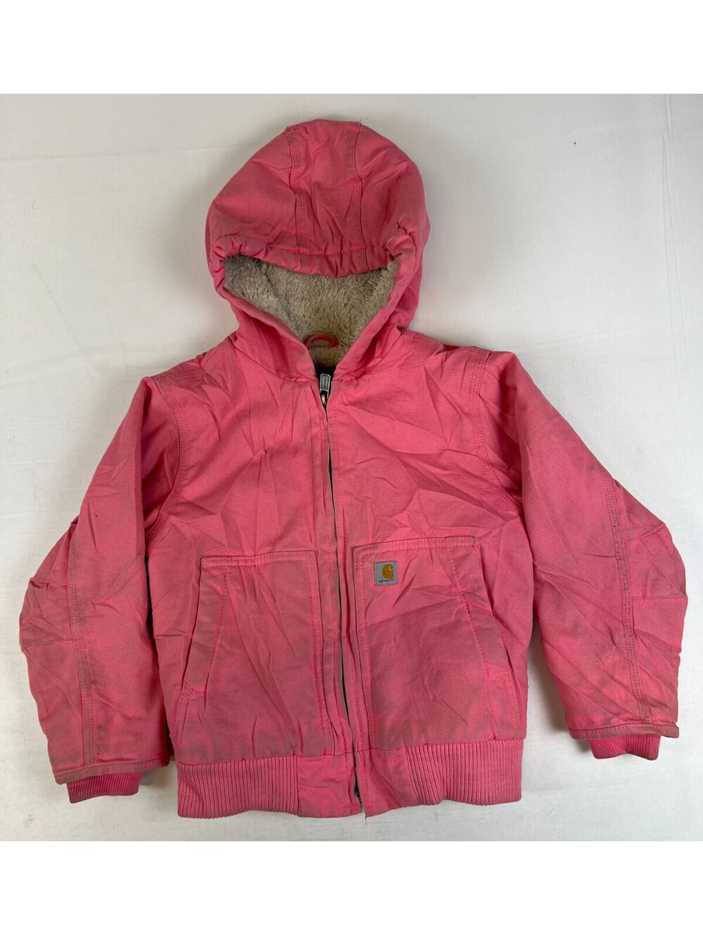 Carhartt Kids Girls XXS 4-5 Pink Sherpa Lined Canvas Active Jacket